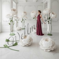 Аренда ростовых цветов из бумаги "Пионы белые White/Black"